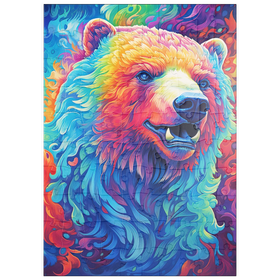 Darstellung des Puzzle Motivs Leuchtend Bunter Grizzlybär - Puzzleteile: 100