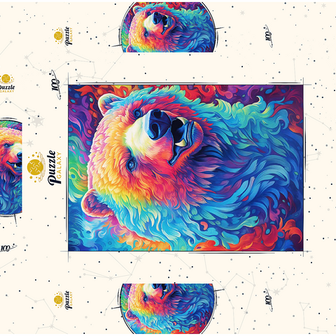 Vibrant Grizzly Bear 100 Puzzle Schachtel 3D Modell