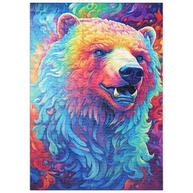 Darstellung des Puzzle Motivs Leuchtend Bunter Grizzlybär - Puzzleteile: 200