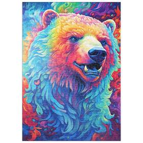 Darstellung des Puzzle Motivs Leuchtend Bunter Grizzlybär - Puzzleteile: 500