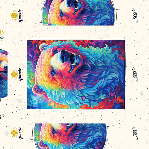 Vibrant Grizzly Bear 500 Puzzle Schachtel 3D Modell