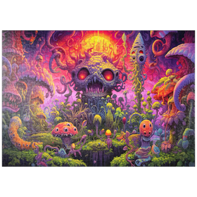 Darstellung des Puzzle Motivs Surreale Fantasy-Pilzwelt - Puzzleteile: 1000