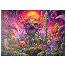 Darstellung des Puzzle Motivs Surreale Fantasy-Pilzwelt - Puzzleteile: 500