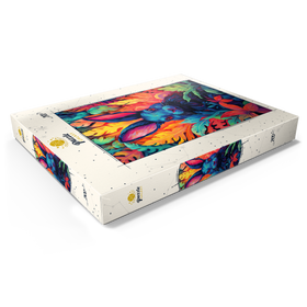 Darstellung des Puzzle Motivs Farbenfrohes Kaninchen im psychedelischen Dschungel - Puzzleteile: 200