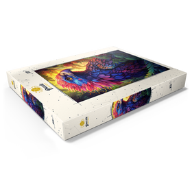 Darstellung des Puzzle Motivs Farbenfroher Fantasy-Adler mit bunten Federn - Puzzleteile: 100