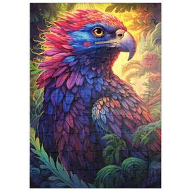 Darstellung des Puzzle Motivs Farbenfroher Fantasy-Adler mit bunten Federn - Puzzleteile: 100
