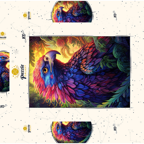 Vibrant Fantasy Eagle with Multicolored Feathers 100 Puzzle Schachtel 3D Modell
