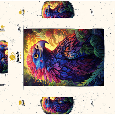 Vibrant Fantasy Eagle with Multicolored Feathers 200 Puzzle Schachtel 3D Modell