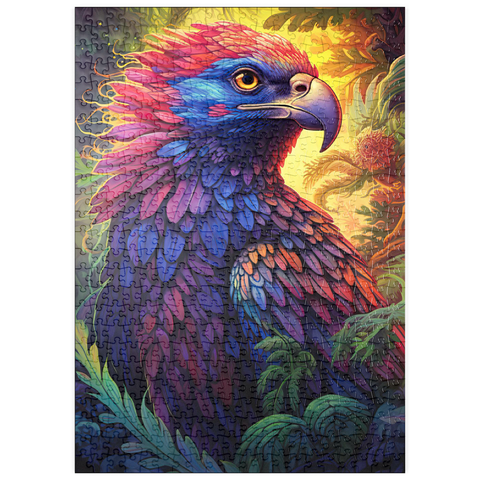 puzzleplate Vibrant Fantasy Eagle with Multicolored Feathers 500 Puzzle