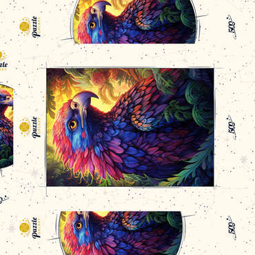 Vibrant Fantasy Eagle with Multicolored Feathers 500 Puzzle Schachtel 3D Modell