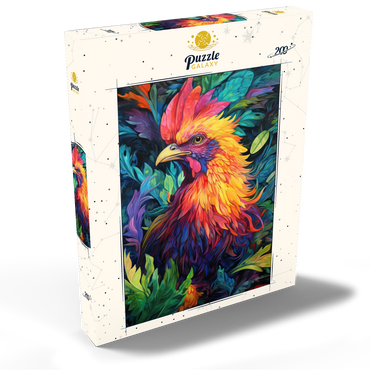 Darstellung des Puzzle Motivs Vibrant Rooster with Tropical Foliage 200 Puzzle Schachtel Ansicht2