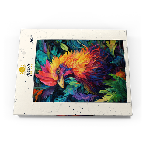 Darstellung des Puzzle Motivs Farbenfroher Hahn mit tropischem Laub Vibrant Rooster with Tropical Foliage 200 Puzzle Schachtel Ansicht3