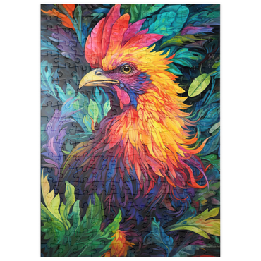 Darstellung des Puzzle Motivs puzzleplate Vibrant Rooster with Tropical Foliage 200 Puzzle
