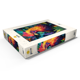 Alternative Darstellung des Puzzle-Motivs Farbenfroher Hahn mit tropischem Laub – Puzzleteile: 500