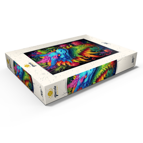 Alternative Darstellung des Puzzle-Motivs Farbenfroher Fantasy-Drache mit üppigem Blattwerk – Puzzleteile: 500