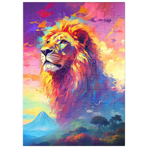 puzzleplate Majestic Lion with Vibrant Sky 100 Puzzle