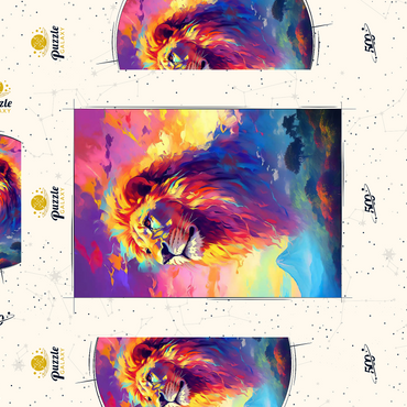 Majestic Lion with Vibrant Sky 500 Puzzle Schachtel 3D Modell