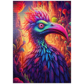 Darstellung des Puzzle Motivs Exotischer Vogel in einer Fantasiewelt - Puzzleteile: 1000