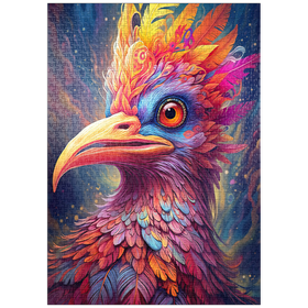 Darstellung des Puzzle-Motivs Majestätischer Fantasievogel mit buntem Gefieder – Puzzleteile: 1000