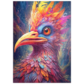 Darstellung des Puzzle Motivs Majestätischer Fantasievogel mit buntem Gefieder - Puzzleteile: 100