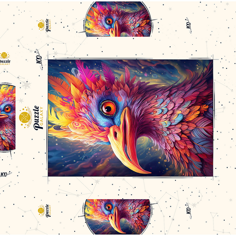 Majestic Fantasy Bird with Vivid Feathers 100 Puzzle Schachtel 3D Modell