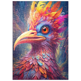 Darstellung des Puzzle Motivs Majestätischer Fantasievogel mit buntem Gefieder - Puzzleteile: 500