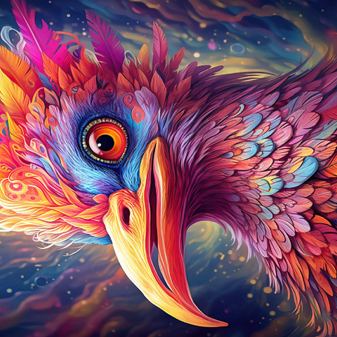 Majestic Fantasy Bird with Vivid Feathers 500 Puzzle 3D Modell