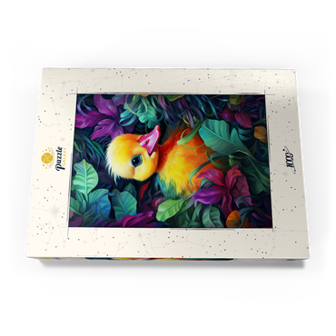 Darstellung des Puzzle Motivs Adorable Yellow Duckling in Vibrant Foliage 1000 Puzzle Schachtel Ansicht3