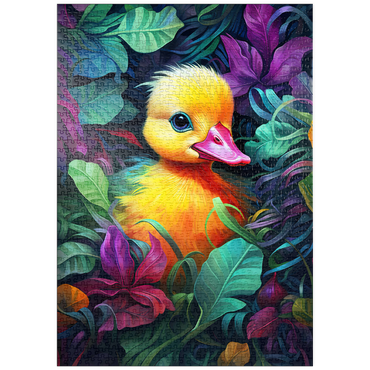 Darstellung des Puzzle Motivs puzzleplate Adorable Yellow Duckling in Vibrant Foliage 1000 Puzzle