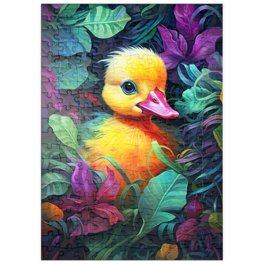 Darstellung des Puzzle Motivs puzzleplate Adorable Yellow Duckling in Vibrant Foliage 200 Puzzle