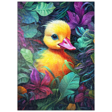 Darstellung des Puzzle Motivs puzzleplate Adorable Yellow Duckling in Vibrant Foliage 500 Puzzle