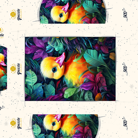 Darstellung des Puzzle Motivs Bezauberndes gelbes Entenküken in leuchtendem Laub Adorable Yellow Duckling in Vibrant Foliage 500 Puzzle Schachtel 3D Modell