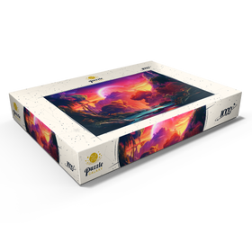 Alternative Darstellung des Puzzle-Motivs Tropisches Fantasieparadies mit einem majestätischen fremden Mond – Puzzleteile: 1000