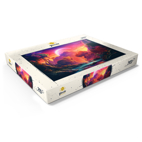 Darstellung des Puzzle Motivs Tropisches Fantasieparadies mit einem majestätischen fremden Mond - Puzzleteile: 200