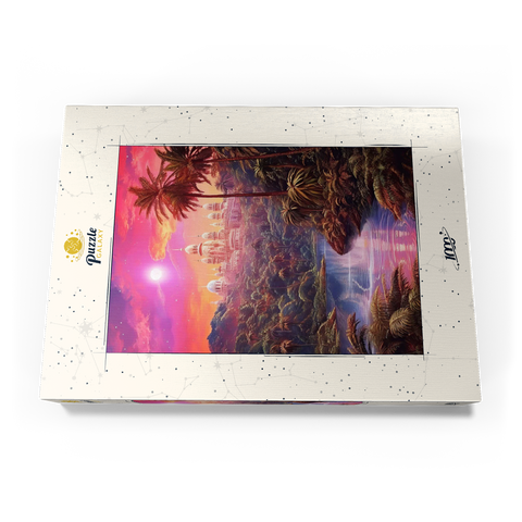 Darstellung des Puzzle Motivs Majestätischer Palast im üppigen Dschungel unter einem mystischen Mond Majestic Palace in Lush Jungle Under a Mystic Moon 1000 Puzzle Schachtel Ansicht3