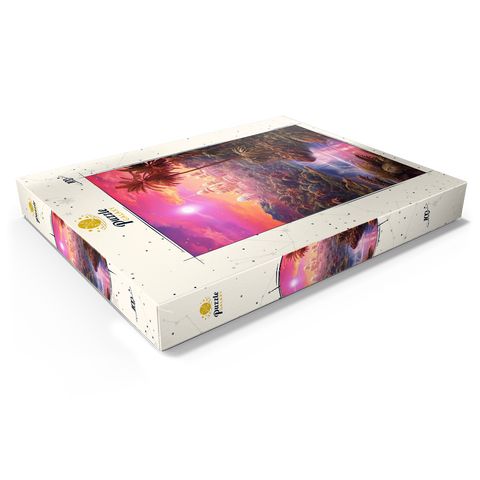 Darstellung des Puzzle Motivs Majestätischer Palast im üppigen Dschungel unter einem mystischen Mond Majestic Palace in Lush Jungle Under a Mystic Moon 100 Puzzle Schachtel Ansicht1