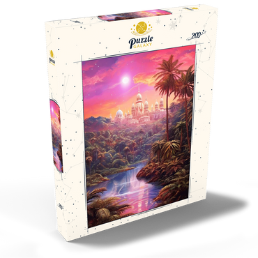 Darstellung des Puzzle Motivs Majestic Palace in Lush Jungle Under a Mystic Moon 200 Puzzle Schachtel Ansicht2