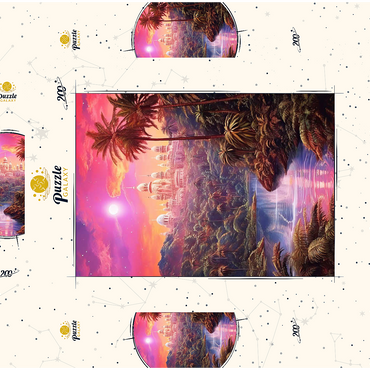 Darstellung des Puzzle Motivs Majestic Palace in Lush Jungle Under a Mystic Moon 200 Puzzle Schachtel 3D Modell