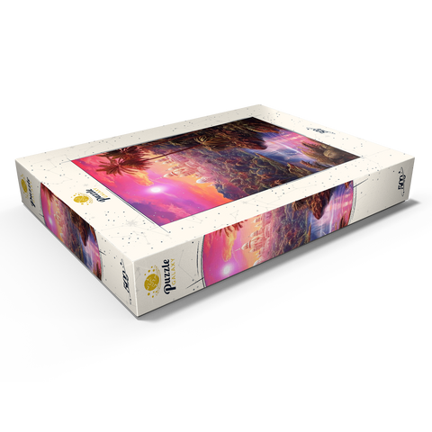 Darstellung des Puzzle Motivs Majestätischer Palast im üppigen Dschungel unter einem mystischen Mond Majestic Palace in Lush Jungle Under a Mystic Moon 500 Puzzle Schachtel Ansicht1