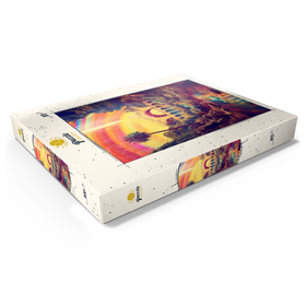 Darstellung des Puzzle Motivs Verzauberte Dschungelbrücke mit strahlendem Regenbogenhimmel - Puzzleteile: 100