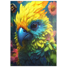 Darstellung des Puzzle Motivs Farbenfroher tropischer Papagei - Puzzleteile: 100