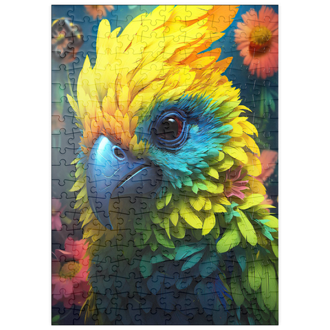 Darstellung des Puzzle Motivs Farbenfroher tropischer Papagei puzzleplate Vibrant Tropical Parrot with Lush Feather Details 200 Puzzle