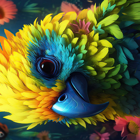 Darstellung des Puzzle Motivs Farbenfroher tropischer Papagei Vibrant Tropical Parrot with Lush Feather Details 200 Puzzle 3D Modell