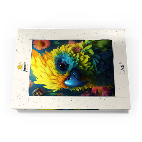 Darstellung des Puzzle Motivs Farbenfroher tropischer Papagei Vibrant Tropical Parrot with Lush Feather Details 500 Puzzle Schachtel Ansicht3