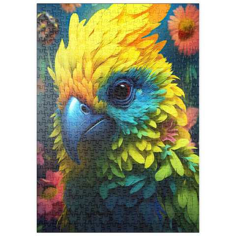 Darstellung des Puzzle Motivs Farbenfroher tropischer Papagei puzzleplate Vibrant Tropical Parrot with Lush Feather Details 500 Puzzle
