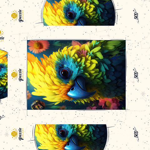 Darstellung des Puzzle Motivs Farbenfroher tropischer Papagei Vibrant Tropical Parrot with Lush Feather Details 500 Puzzle Schachtel 3D Modell