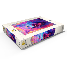 Alternative Darstellung des Puzzle-Motivs Wilder mehrfarbiger Wolf mit feurigem Gesichtsausdruck – Puzzleteile: 1000