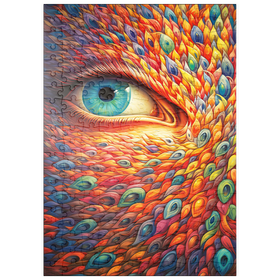 Darstellung des Puzzle Motivs Surreales Auge mit lebendigen, federähnlichen Mustern - Puzzleteile: 200