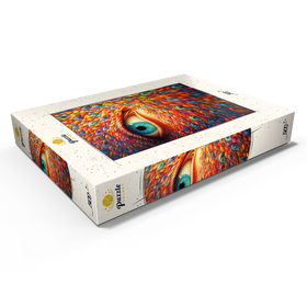 Darstellung des Puzzle Motivs Surreales Auge mit lebendigen, federähnlichen Mustern - Puzzleteile: 500