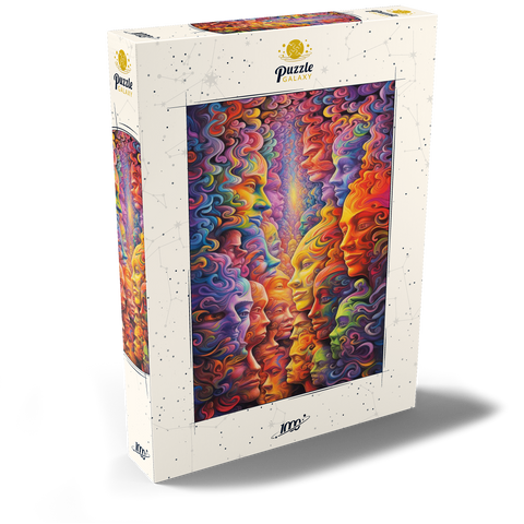 Darstellung des Puzzle Motivs Surreale Gesichter in einem lebendigen abstrakten Fluss Surreal Faces in Vivid Abstract Flow 1000 Puzzle Schachtel Ansicht2